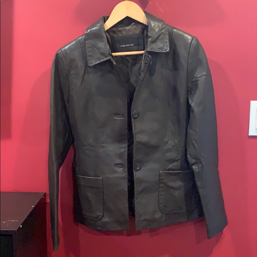 Jones New York brown leather blazer